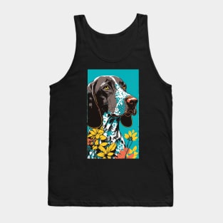 German Shorthair Pointer Dog Vibrant Tropical Flower Tall Retro Vintage Digital Pop Art Portrait 2 Tank Top